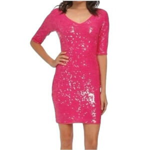 BCBGMAXAZRIA | Women’s Marta Sequin Hot Pink Dress Size XXS